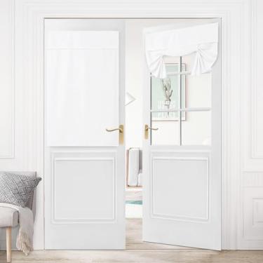 Imagem de Hiasan Cortinas de linho para escurecimento de quarto para privacidade de porta da frente francesa, isolamento térmico, cortinas de enrolar para janela para pátio, luz lateral, quarto, 1 painel