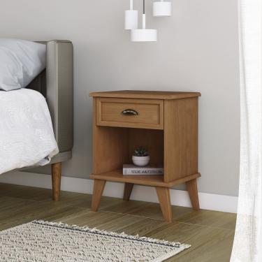 Imagem de Mesa De Cabeceira 1 Gaveta 1 Nicho Madeira Veneza Amêndoa