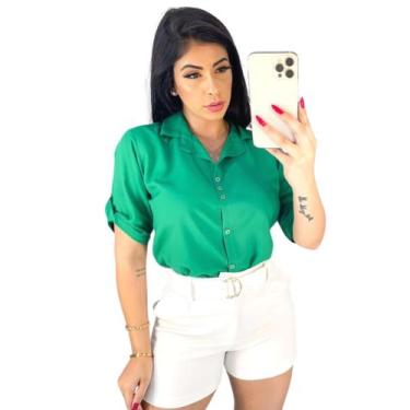 Imagem de camisa social feminina chamise manga 3/4 lisas luxo premium - atrative