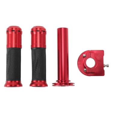 Imagem de A ABSOPRO Kit de capas de guidão de liga de alumínio antiderrapante para motocicleta, scooter, bicicleta, quadriciclo, vermelho, 1 conjunto