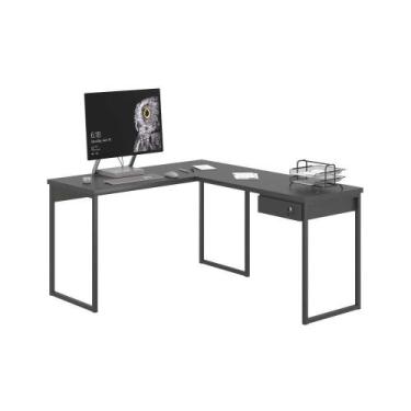 Imagem de Mesa em L com 1 Gavetas Ferv Preto Onix - CASA H