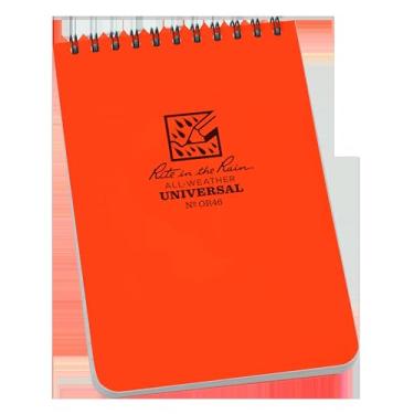 Imagem de (1 Pack, Orange) - Rite in the Rain Weatherproof Top-Spiral Notebook, 10cm x 15cm , Orange Cover, Universal Pattern (No.OR46)