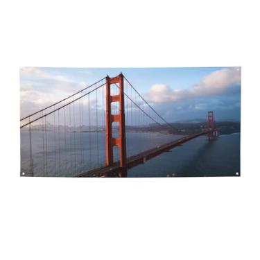Imagem de Banner com impressão Golden Gate Banner de festa personalizado faixa fotográfica com 4 furos para festa, casa, casamento, escritório, como decoração de exibição ou cenários