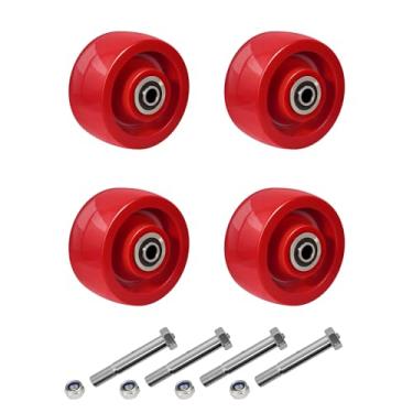 Imagem de LONGRUNFORU Roda de substituição de rodízio de 10 cm, rodas de poliuretano sólido, rodízio resistente com capacidade de 340 kg, rolamento de rolo - furo de 1/5.1 cm, sem marcação, produtos químicos