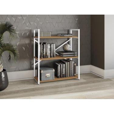 Imagem de Estante Multiuso Desk Baixa 3 Prateleiras Canela/Branco - FdECOR