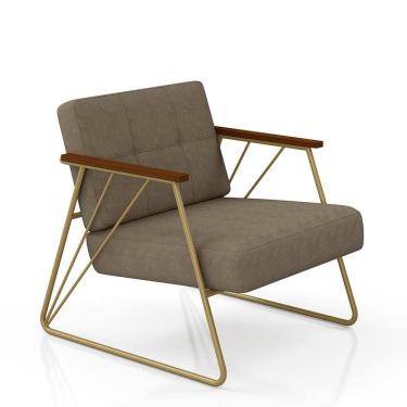 Imagem de Poltrona Estofada Columbia Estilo Industrial Dourado/capuccino - M.a