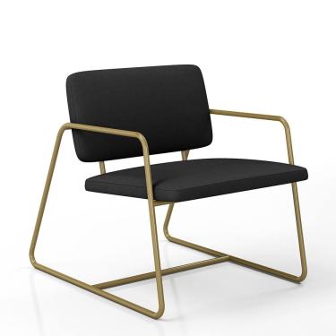 Imagem de Poltrona Decorativa Estofada Sintra Dourado/suede Preto - M.a