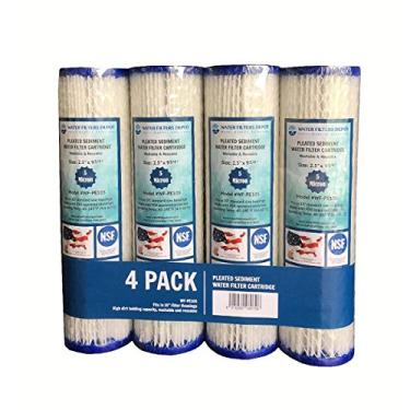 Imagem de WFD, WF-PE105 Cartucho de filtro de água de sedimento plissado de 5 mícrons de 2,5 "x9-3/10.2 cm, cabe em caixas de tamanho padrão de 25,4 cm de sistemas de filtragem RO ou filtração (pacote com 4, 5