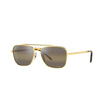 Imagem de Ray-Ban Óculos de sol quadrados New Caravan Rb3636, Legend Gold/Polarizado Transparente Dégradé Marrom Escuro, 55 mm