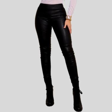 Imagem de Calça Couro Jogger Feminina Cintura Alta Estilosa Preta - Mayara Manza