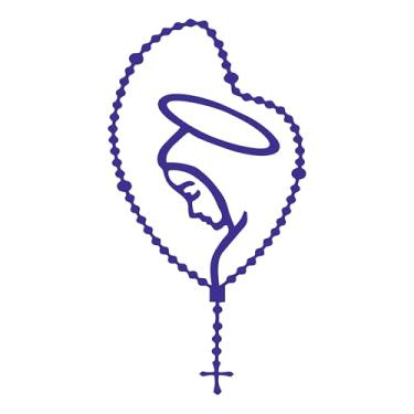 Imagem de Adesivo Decorativo Terço Nossa Senhora Devoção Religioso para Notebook Capacete Carro Caminhão Paredes vários tamanhos (AZUL MARINHO, 26,3X50cm)