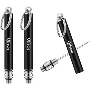 Imagem de Qlfecle Porta-palitos de dente portátil de titânio, 2 peças de palitos de metal de aço inoxidável, suporte reutilizável para palitos de dente para casa ao ar livre (preto)