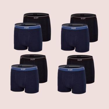 Imagem de Kit 8 Cuecas Boxer Em Algodão Sem Costura Trifil, Preto, Marinho, M