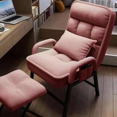 Imagem de Cadeira Preguiçosa Moderna Com Encosto Ajustável Em 6 Posições E Estrutura De Metal, Poltrona De Acento Com Apoio Para Os Pés, Cadeira De Leitura Confortável Com, B, 50D x 56W x 95H