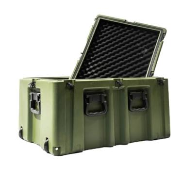 Imagem de Tsunami Cases Caixa Tática 764646, 86 x 54 x 52 cm, Verde Militar, IP67, com 2 Rodas e 7 Travas