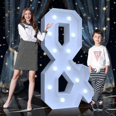 Imagem de Tenda para letreiro de 1,8 m - letras grandes iluminadas com LED branco frio, letreiro de placa de espuma fácil de montar com suporte traseiro para aniversário, casamento, decoração de festa