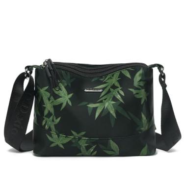 Imagem de Eslcorri Bolsas transversais para mulheres, bolsa de ombro pequena bolsa simples de nylon com zíper, bolsa leve casual simples, Bambu, Mini