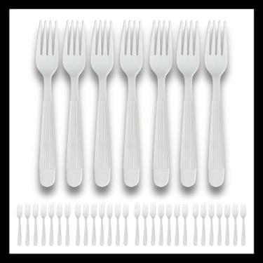 Imagem de Pokanic Utensílios de plástico, embalagem individual, talheres a granel, talheres descartáveis, suprimento de festa, garfo resistente (125, branco)