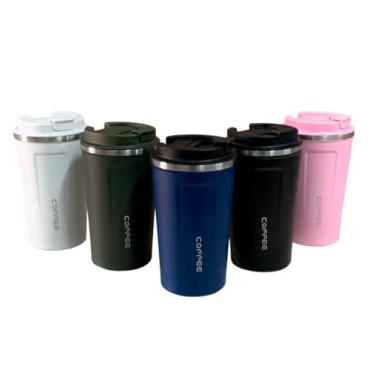 Imagem de Copo Térmico Cafe Cerveja Com Tampa Aço Inoxidável Anti-vazamento 500ml Cor:Azul Marinho