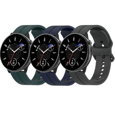 Imagem de 3 pulseiras compatíveis com Amazfit GTS/GTS2/GTS 3/GTS 2 mini/GTS 4 mini/GTS 4/GTR mini/Active, pulseiras de relógio de silicone de 20 mm para Amazfit Bip U Pro/Bip/Bip Lite/Bip S/Bip U/Bip 3/Bip 3