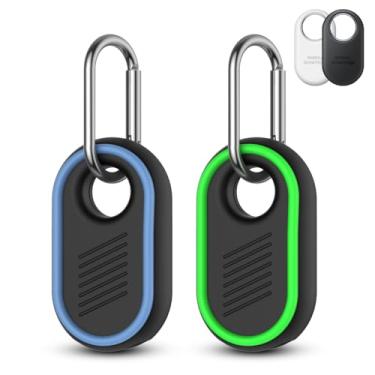 Imagem de AGENTNANO Suporte de silicone compatível com Samsung Galaxy SmartTag2 com acessórios para chaveiro, pacote com 2 capas protetoras completas para Galaxy Smart Tag 2, capa para chave, carteira, animal