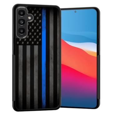 Imagem de Vobber Capa para Galaxy S24, capa protetora fina com arquitetura antiarranhões TPU à prova de choque para Samsung Galaxy S24 6,2 polegadas 2024, linha azul fina bandeira americana