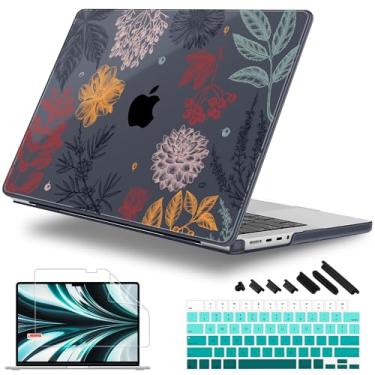 Imagem de Lepeoac Compatível com MacBook Pro 16 polegadas 2023 2022 2021 capa M3 A2991 M2 A2780 M1 A2485 Pro Max, capa dura de plástico com capa de teclado e protetor de tela, folhas de outono