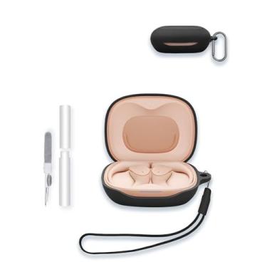 Imagem de Capa para JBL Soundgear Sense Lite, capa protetora de silicone macio WUNIAK portátil resistente a arranhões com kit de limpeza, mosquetão e cordão, preta