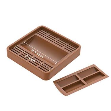 Imagem de Taças para móveis de borracha quadrada 3x3 da Yupeak com aderência antideslizante, bojo de silicone antiderrapante é ideal para todas as rodas de móveis e pernas de móveis 3X3 pacote com 4 (marrom)