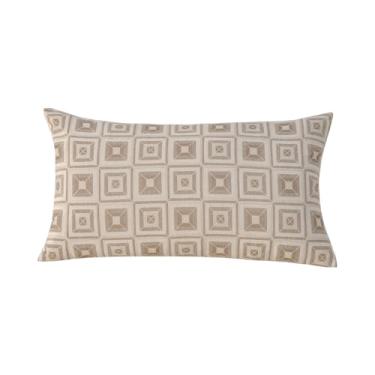 Imagem de Capa de Almofada Decorativa, 45x45 cm e 55x33 cm, Tecido Jacquard e Soft, com Zíper, Cores Lisas e Estampadas, Refis Avulsos (Marrocos Cáqui, Capa Retangular)