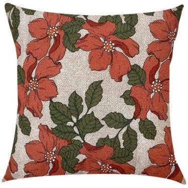 Imagem de Capa de Almofada Hibisco Coral Impermeável 45x45cm - Sua Casa Decor