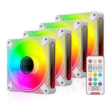 Imagem de Kit 4 cooler fan coolmoon dm1 pwm argb 3 pinos + controlador