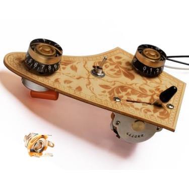 Imagem de chicote de fiação de guitarra strat 1T1V com mini interruptor para captadores humbucker divididos em bobina, adequado para guitarras com bobina única e captadores humbucker, preto/dourado