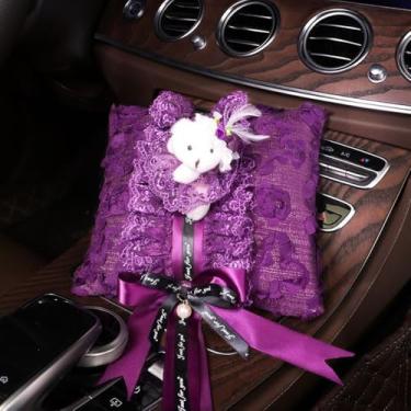 Imagem de MINGZAIQIPEI Acessórios interiores automotivos com laço roxo fofo para carro, quatro estações, ajuste universal para a maioria dos carros SUV (saco de carvão de bambu)