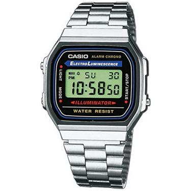 Imagem de Casio Coleção Relógio unissex para adultos A168WA, SILVER, Relógio de quartzo, digital, movimento de quartzo