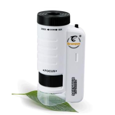 Imagem de Grampus Microscópio De Bolso Portátil 60X-200X Com Led, Brinquedo Para Crianças E Adultos, Mini Laboratório Ciências Estudantes, Observação Microbiológica Educacional Exploração Ao Ar Livre