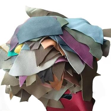 Imagem de Retalhos de couro, 102.1-141.7 g (1,5-2,0 mm) de espessura, sucata de couro para ferramentas/artesanato/DIV, cores mistas, couro para artesanato (grosso, 500 gramas)