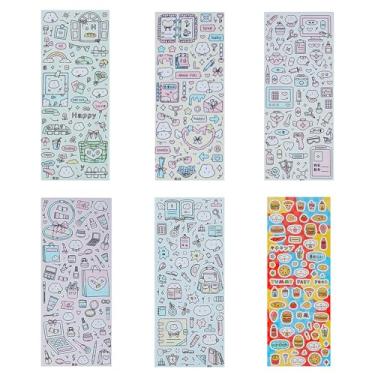 Imagem de NICENEEDED 6 folhas de adesivos coreanos de photocard, adesivos de decoração Kpop com estampa de coelhos de urso, kits de adesivos de artesanato para photocards, scrapbook, fazer álbuns