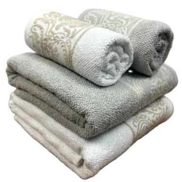 Imagem de Jogo/Kit 2 Toalhas Banhão Corttex Gigante Barra Jacquard + 2 Toalhas d