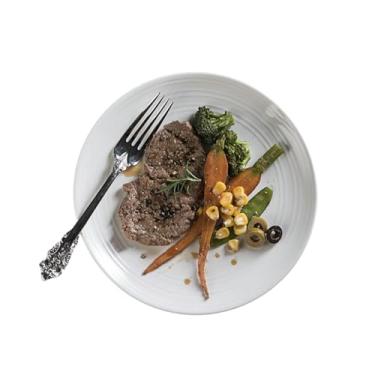 Imagem de Prato simples e redondo para bife personalizado macarrão hotel talheres - prato raso de linha dupla de 23 cm