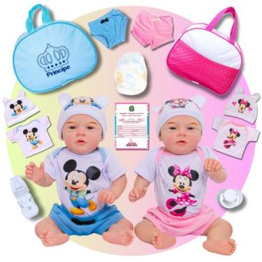 Imagem de Bebê Reborn Boneca Mary Gêmeos Mickey E Minnie Com Bolsa - ADORA REBOR
