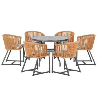 Imagem de Mesa E 6 Cadeiras E Noronha Preto E6 Trama autêntico Terra Cota