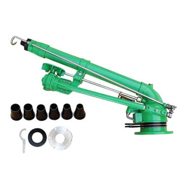 Imagem de Aspersor de alta pressão, trator de irrigação ajustável de 360° com medidor de pressão, irrigador de fazenda com 7 bocais para gramado, jardim, pomar, trigo, campo