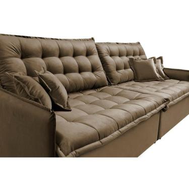 Imagem de Sofá Sem Caixa Retrátil Reclinável 2,55m Cama Inbox Versátil Com Pillow Top E Molas Velusoft Castor