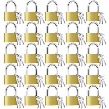 Imagem de Yaocom 24 cadeados de latão sólido com chave, cadeado amarelo pequeno para academia, cadeado forte com chave diferente para caixa de ferramentas de bagagem (30 mm 1-3/40.6 cm)