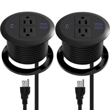 Imagem de Desktop Power Grommet Meeoueoiu com PC 20W USB-C 2 USB-A