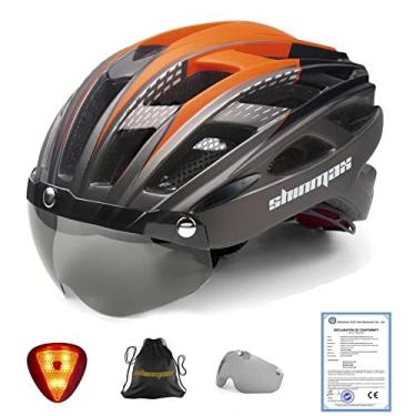Imagem de Shinmax Capacete de bicicleta, capacete de bicicleta CPSC/CPC para adultos, homens e mulheres, com óculos magnéticos e luz traseira de LED, capacete de ciclismo ajustável SM-T69