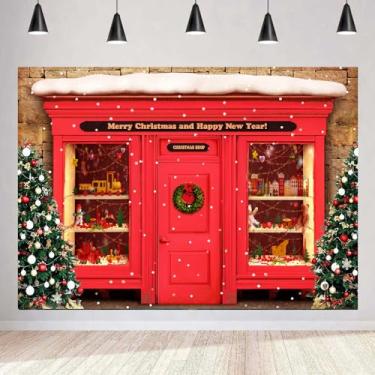 Imagem de GURETER Pano de fundo de loja de Natal de 3 x 3 m, pano de fundo de vinil para decoração de festa de brinquedos infantis, Feliz Natal e Feliz Ano Novo