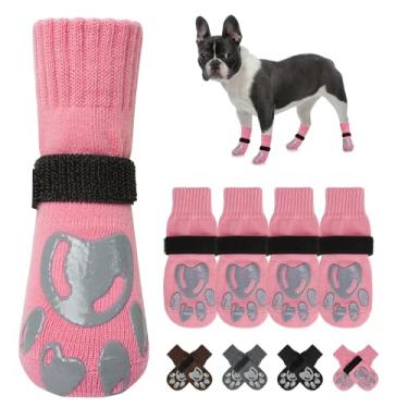 Imagem de BEAUTYZOO Meias para cães para evitar lamber patas - botas de cachorro e protetores de patas com garras em pisos de madeira, sapatos para cães para pavimento quente/frio pequenas, médias grandes
