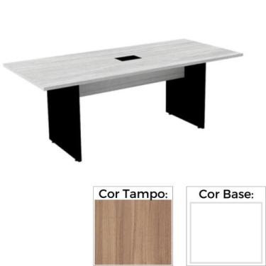 Imagem de Mesa de Reunião com Caixa de Tomada Retangular 260 x 120 cm Pé Painel 
